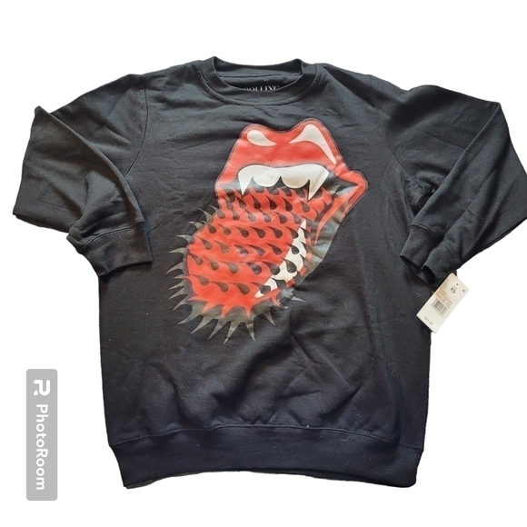 THE Rolling Stones Women's Graphic Sweatshirt Black Spiked Tongue - Picture 2 of 6